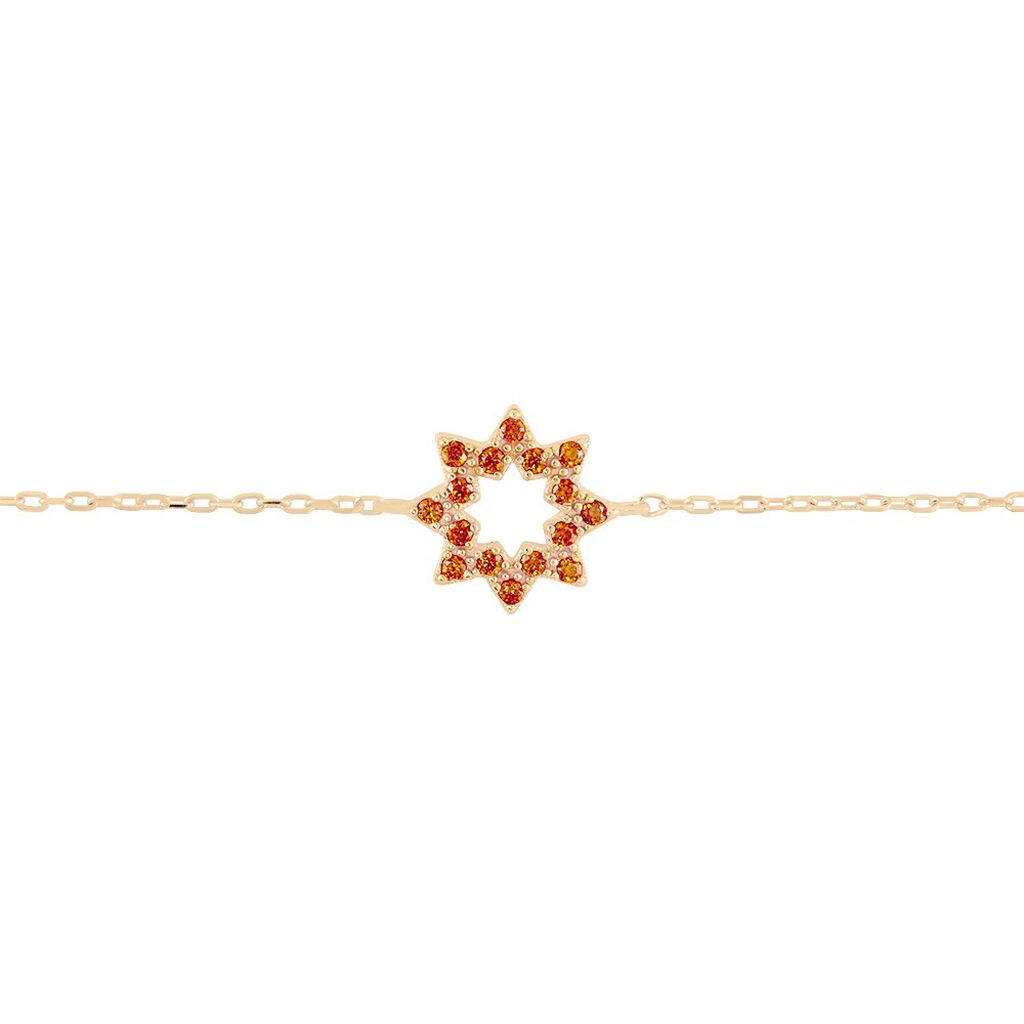 Bracciale sole in argento rosato e zirconi arancioni - Bracciali Amicizia Donna | Stroili