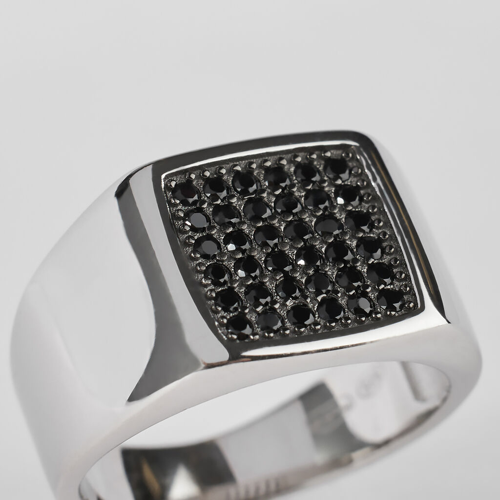 Anello Chevalier Gentleman Argento Rodiato Cubic Zirconia