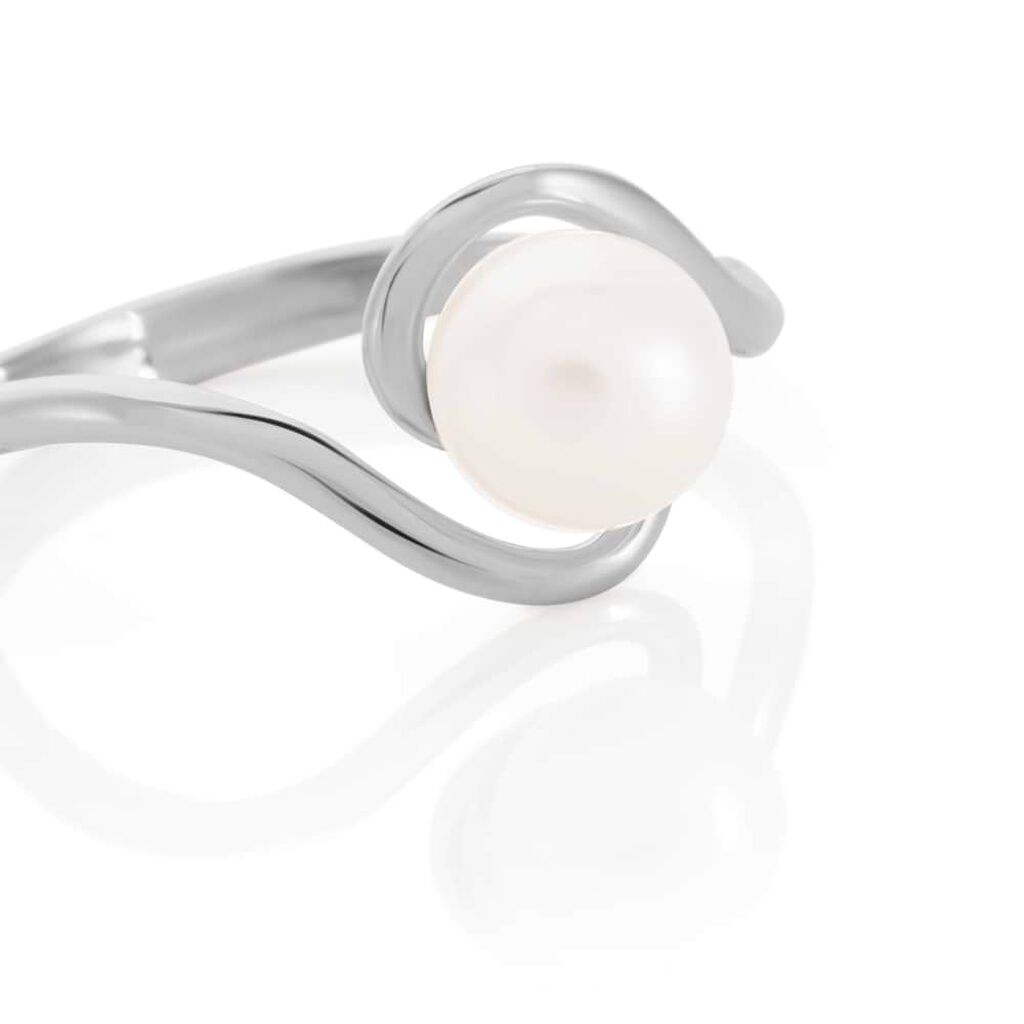 Anello Solitario Gabrielle Oro Bianco Perla D'Acqua Dolce - Anelli Vintage Donna | Stroili