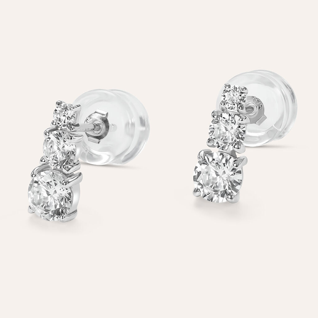 Orecchini Pendenti Trilogy Claire Oro Bianco Cubic Zirconia