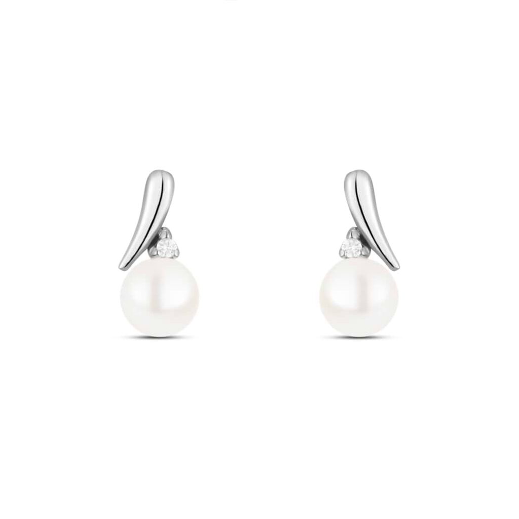 Orecchini Lobo Gold Pearls Oro Bianco Perla D'Acqua Dolce Diamante - Orecchini a Lobo Donna | Stroili