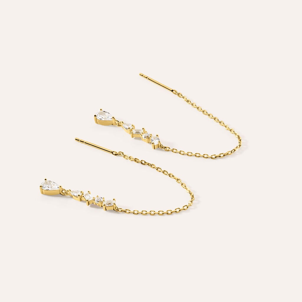 Orecchini Pendenti Silver Glow Argento Dorato Cubic Zirconia