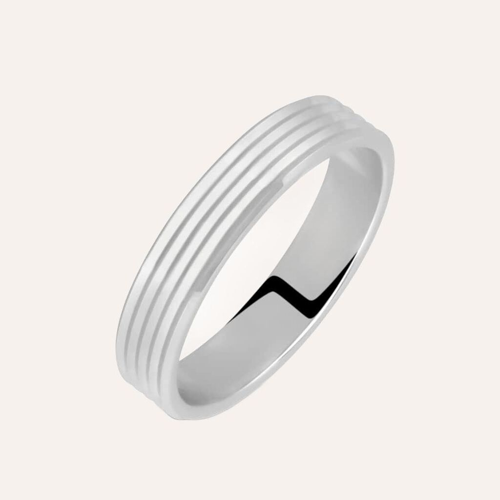 Fede Classica Lavorata 4 mm Oro Bianco