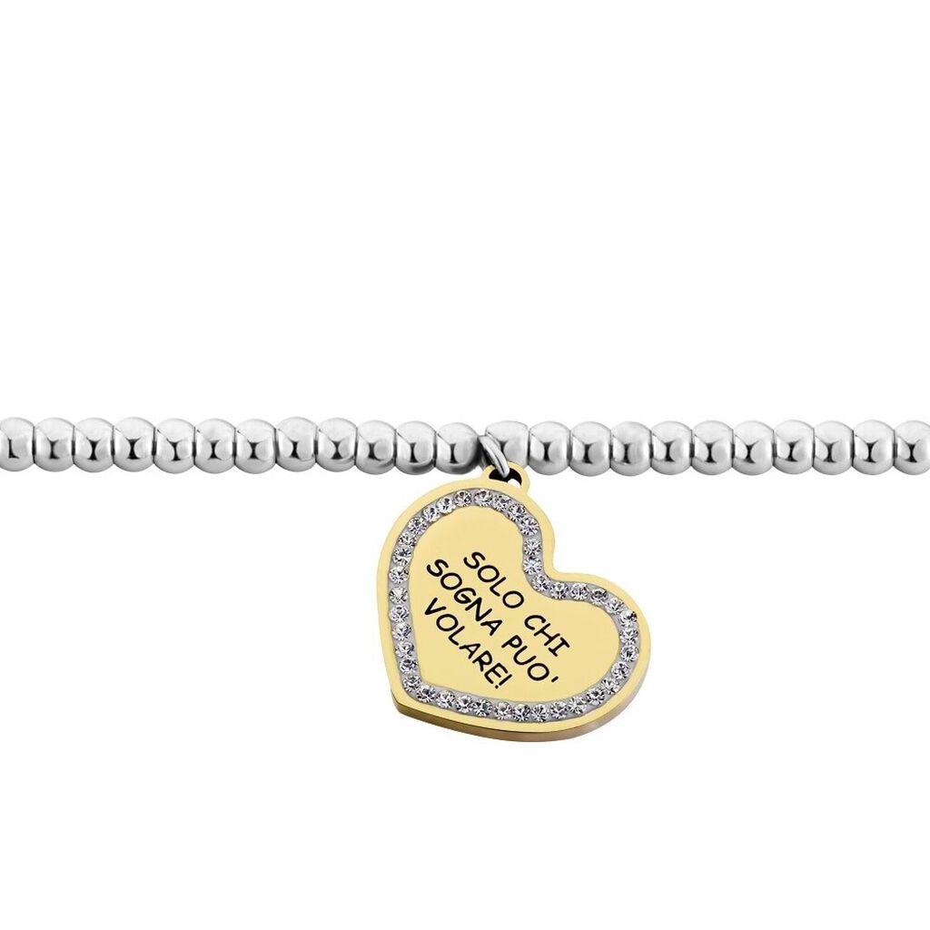 Bracciale Lady Message Acciaio Bicolore Giallo / Bianco Cristallo - Bracciali con Incisione Donna | Stroili