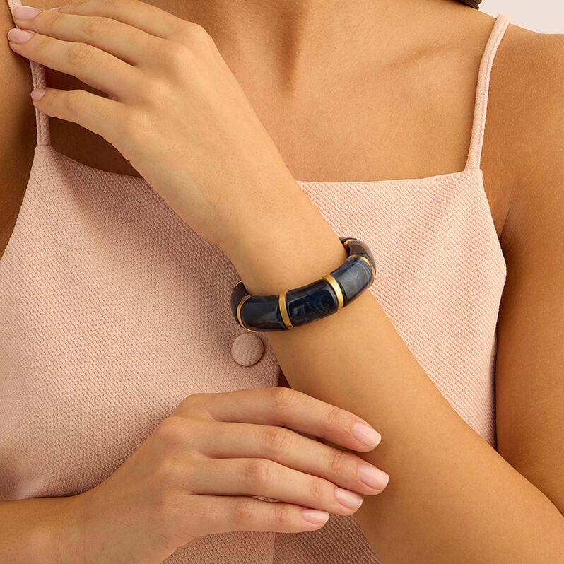 Bangle Elastico Radiance Acciaio Dorato Acrilico Blu - Bracciali Rigidi Donna | Stroili