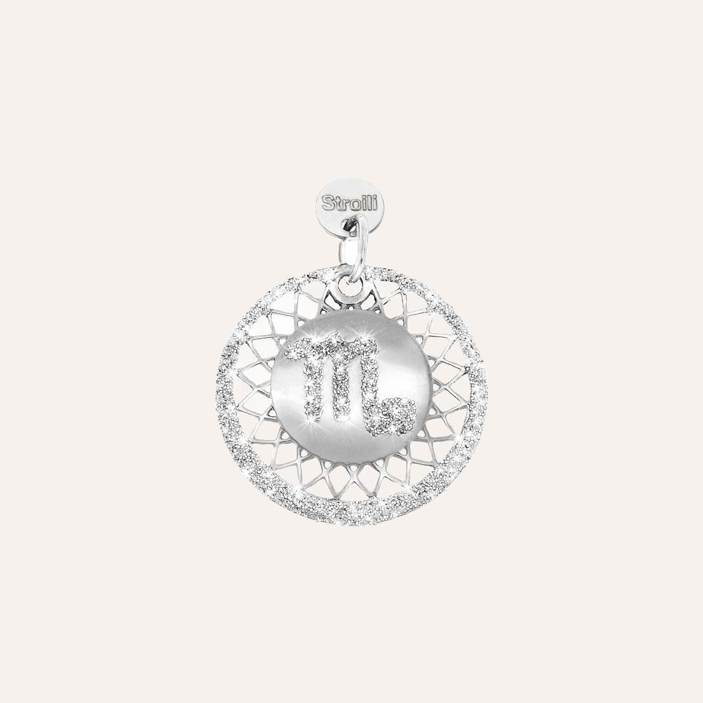 Charm in argento rodiato e glitter