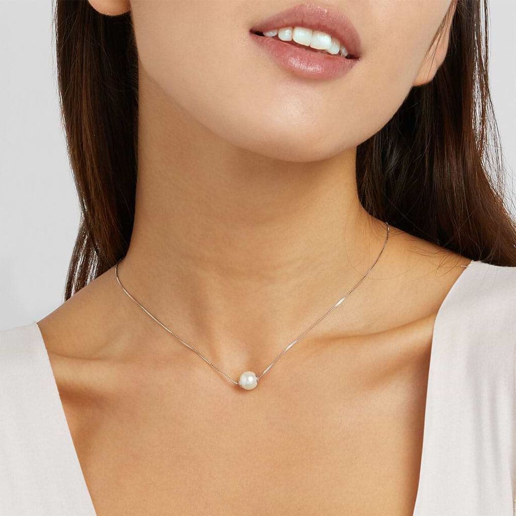 Collana Silver Pearls Argento Rodiato Perla sintentica