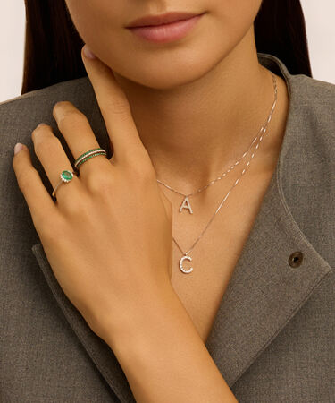 Anello Fascia Elizabeth Crown Oro Bianco Smeraldo Diamante