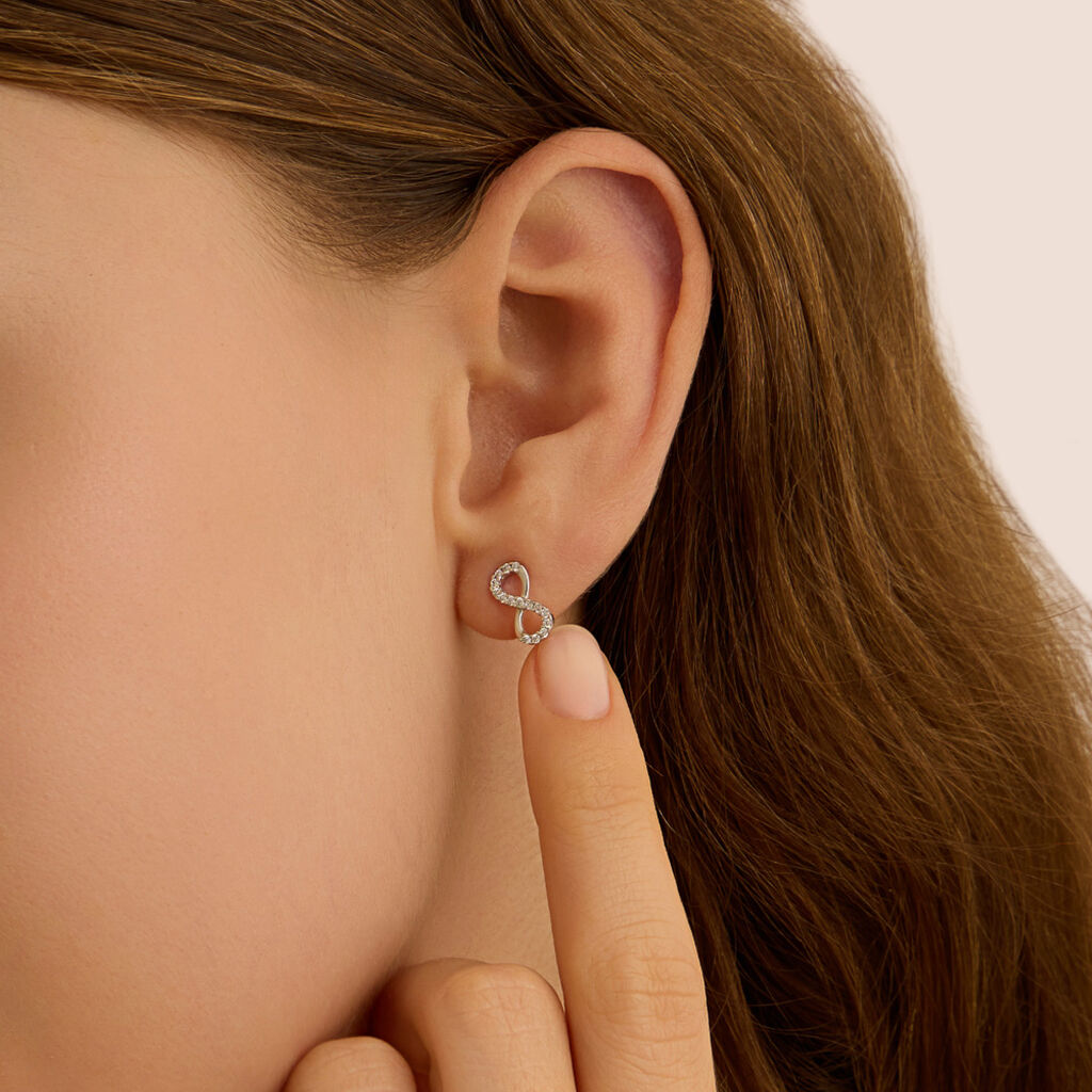 Orecchini Lobo Claire Oro Bianco Cubic Zirconia