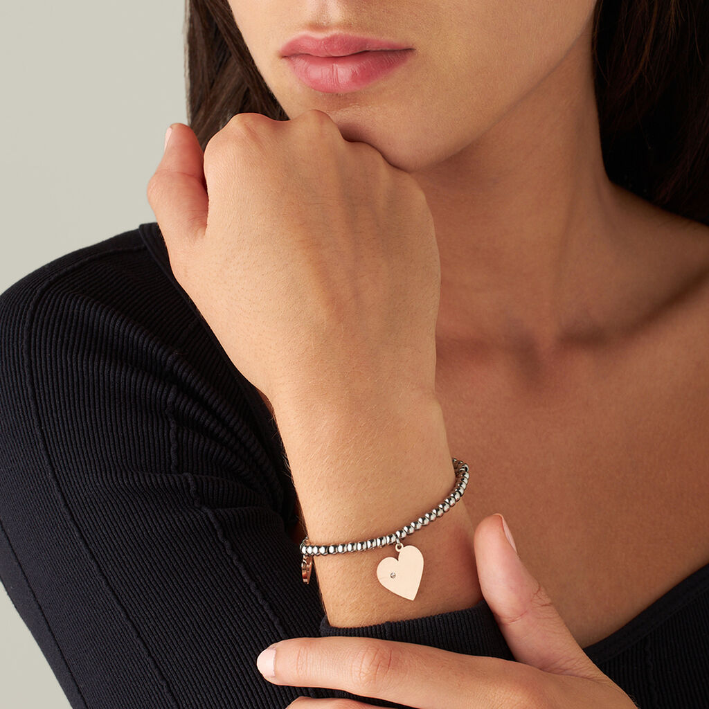 Bracciale Lady Chic Acciaio Bicolore Bianco / Rosa Cristallo - Bracciali con Incisione Donna | Stroili
