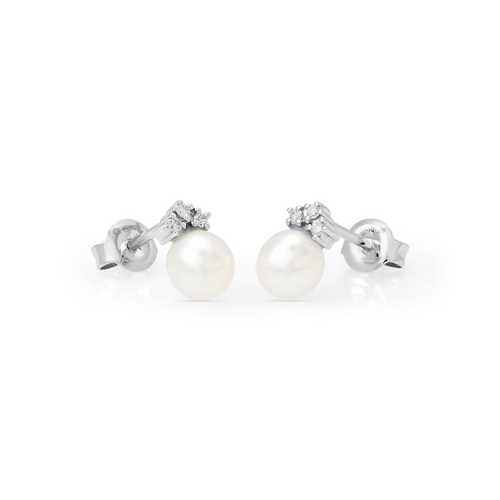 Orecchini Lobo Gabrielle Precious Oro Bianco Perla D'Acqua Dolce Diamante - Orecchini a Lobo Donna | Stroili