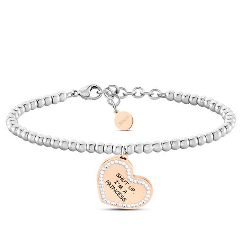 Bracciale Lady Message Acciaio Bicolore Happiness e Cristalli - Bracciali Donna | Stroili