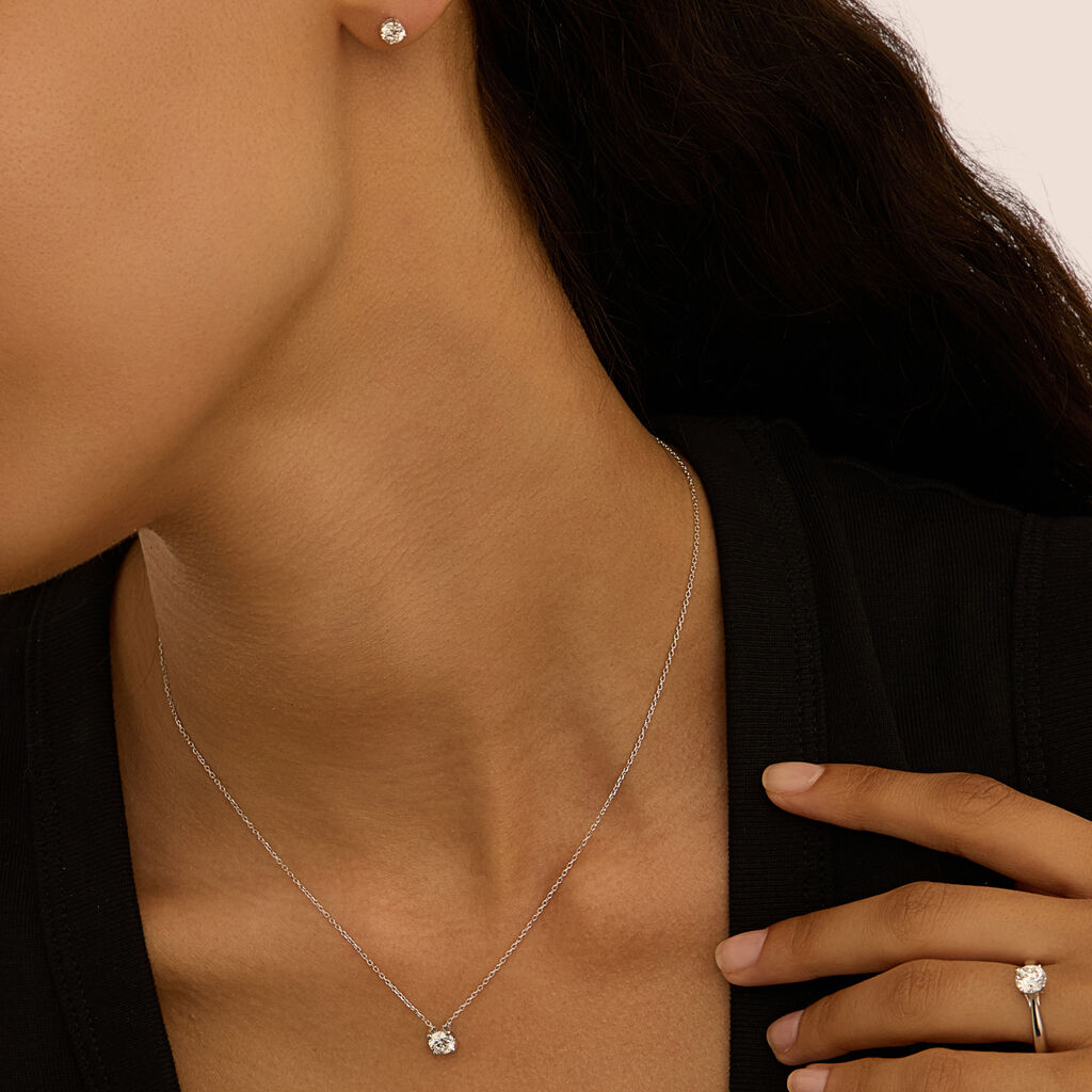 Collana Punto Luce Diamade Oro Bianco Diamante Lab-Grown