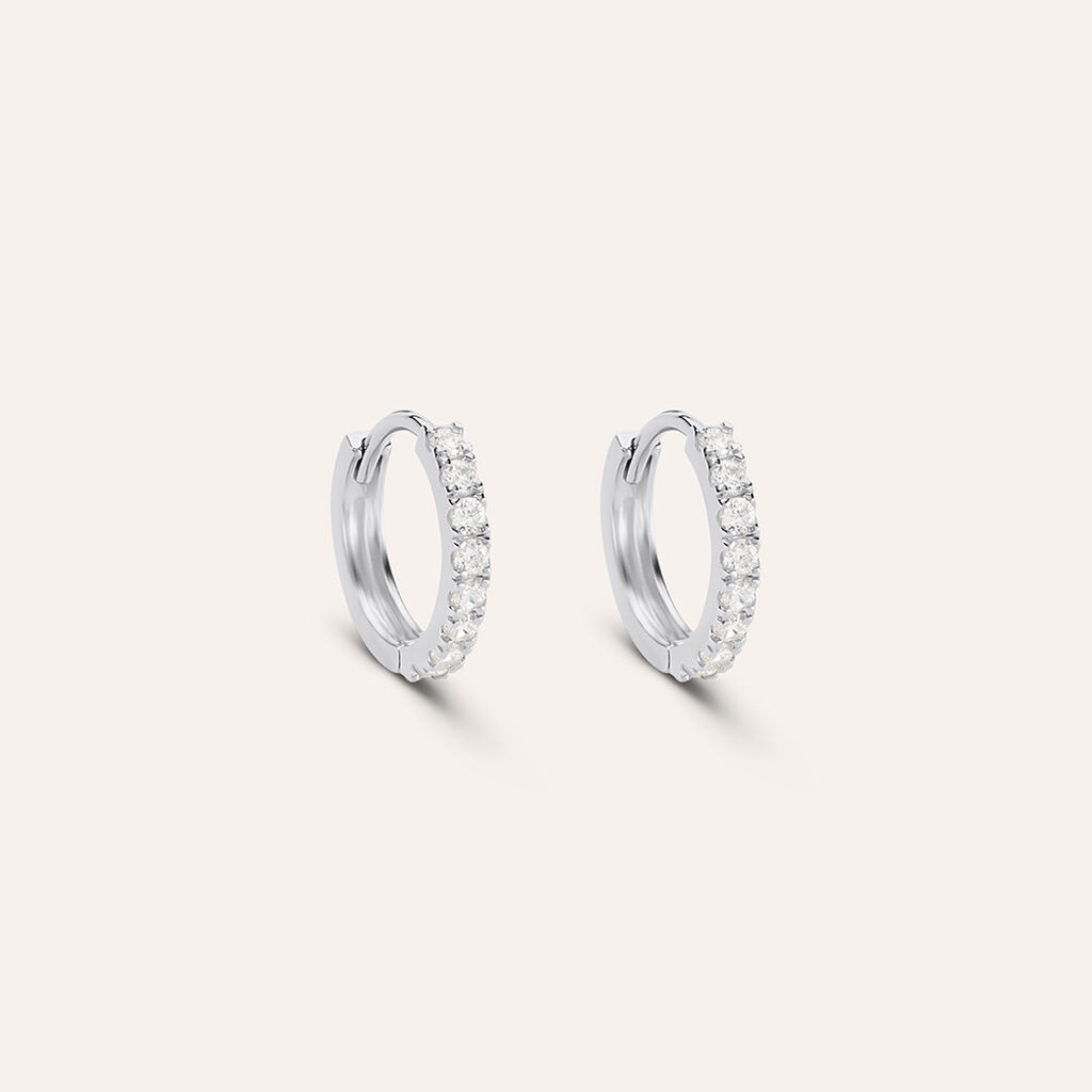 Orecchini A Cerchio Toujours Oro Bianco Cubic Zirconia - Orecchini a Cerchio Donna | Stroili