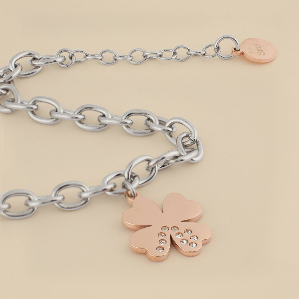 Bracciale Lady Chic Acciaio Bicolore Bianco / Rosa Cristallo - Bracciali con Incisione Donna | Stroili