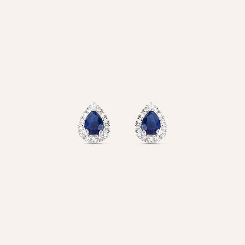 Orecchini Lobo Punto Luce Charlotte Oro Bianco Zaffiro Diamante - Orecchini a Lobo Donna | Stroili