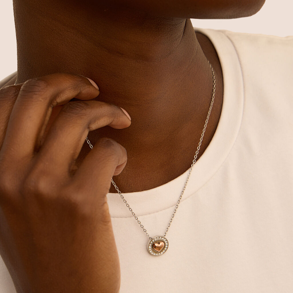 Collana Sunrise Acciaio Rosa Cristallo