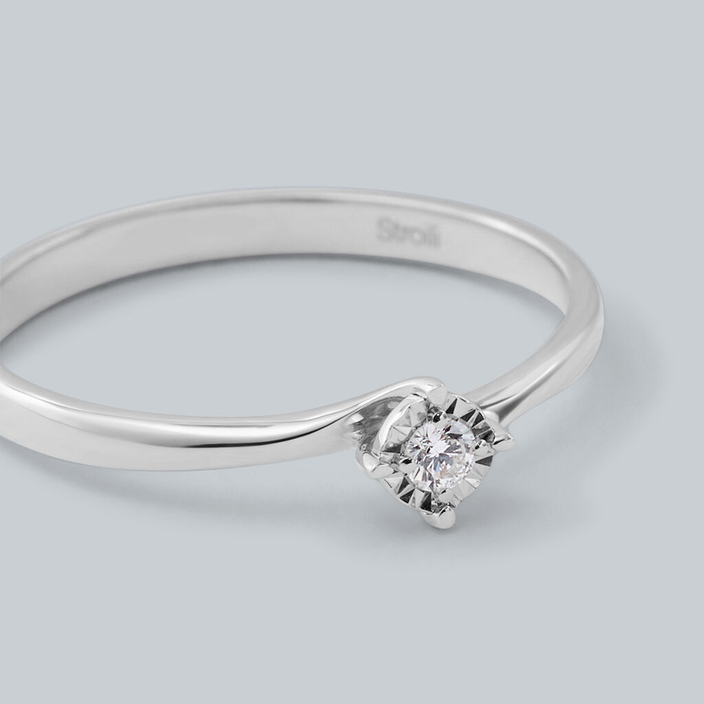 Anello Solitario Valentino Diamotion Oro Bianco Diamante - Anelli con Pietre Donna | Stroili