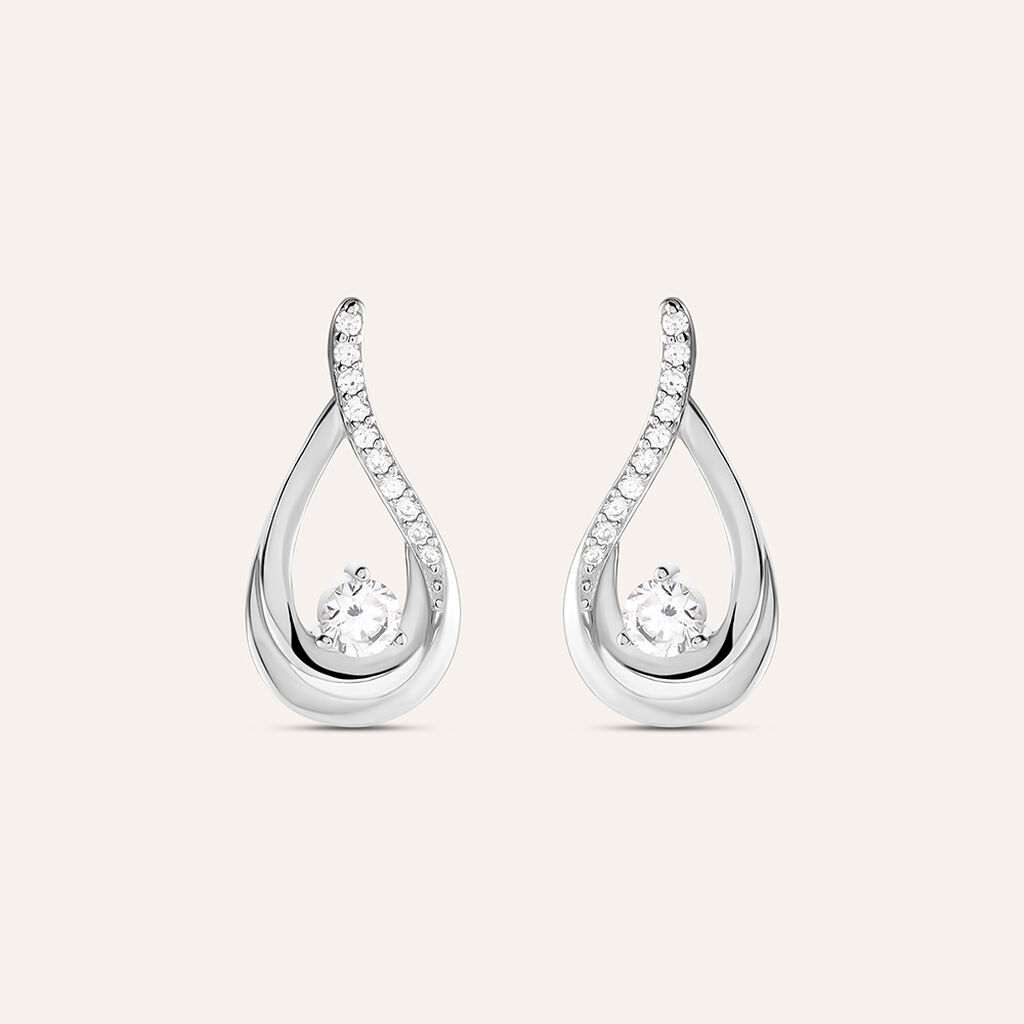 Orecchini Lobo Silver Elegance Argento Rodiato Cubic Zirconia