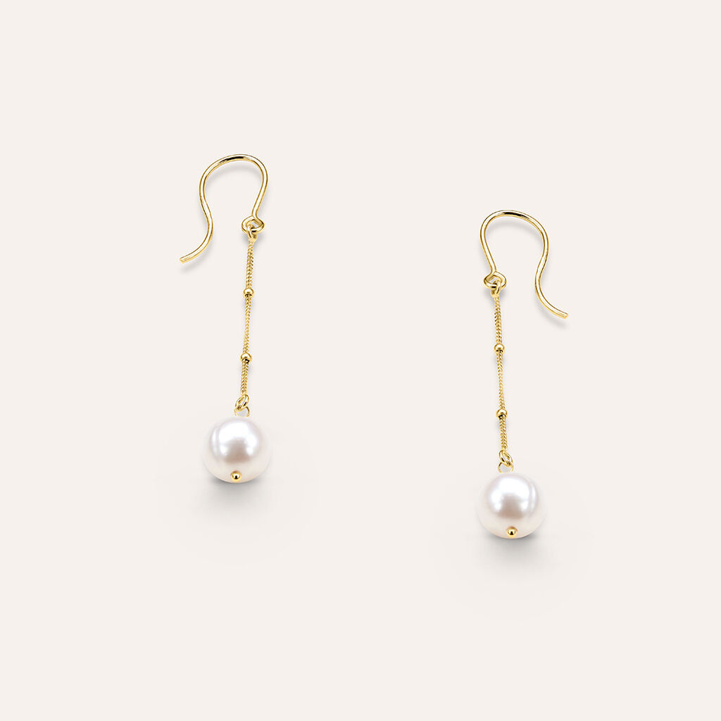 Orecchini Pendenti Gabrielle Oro Giallo Perla D'Acqua Dolce