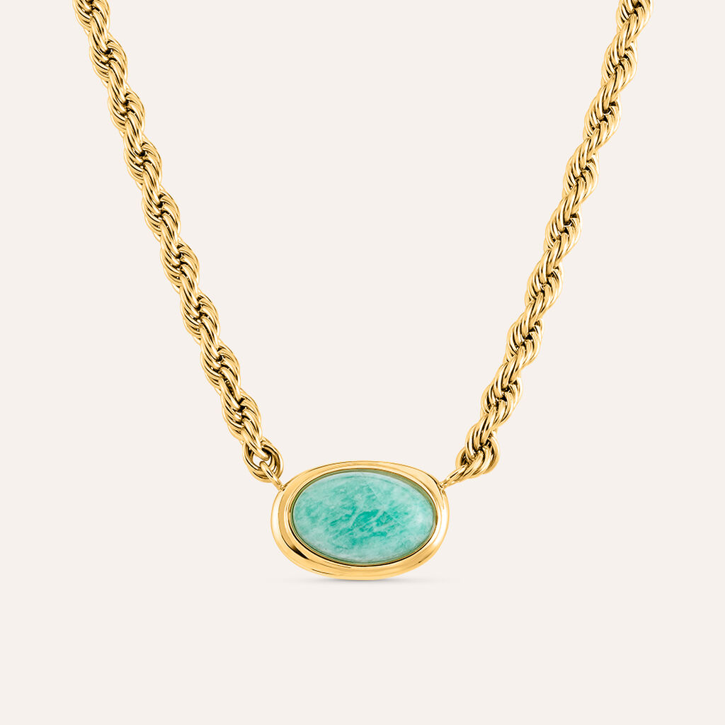 Collana Radiance Acciaio Dorato Amazzonite