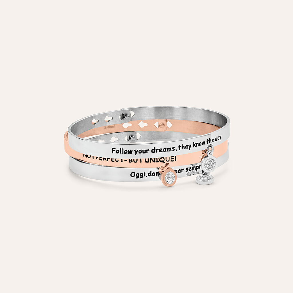 Bangle Lady Message Acciaio Cristallo - Bracciali Rigidi Donna | Stroili
