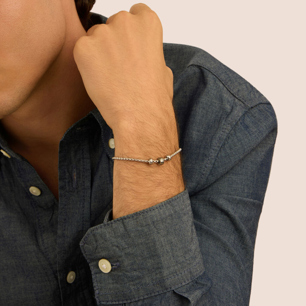 Bead Essential Code Acciaio Bicolore Bianco / Nero