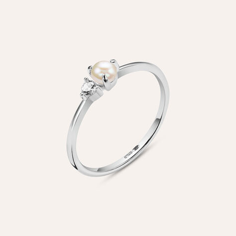 Anello Bilogy Silver Pearls Argento Rodiato Perla sintetica Cubic Zirconia - Anelli con Pietre Donna | Stroili