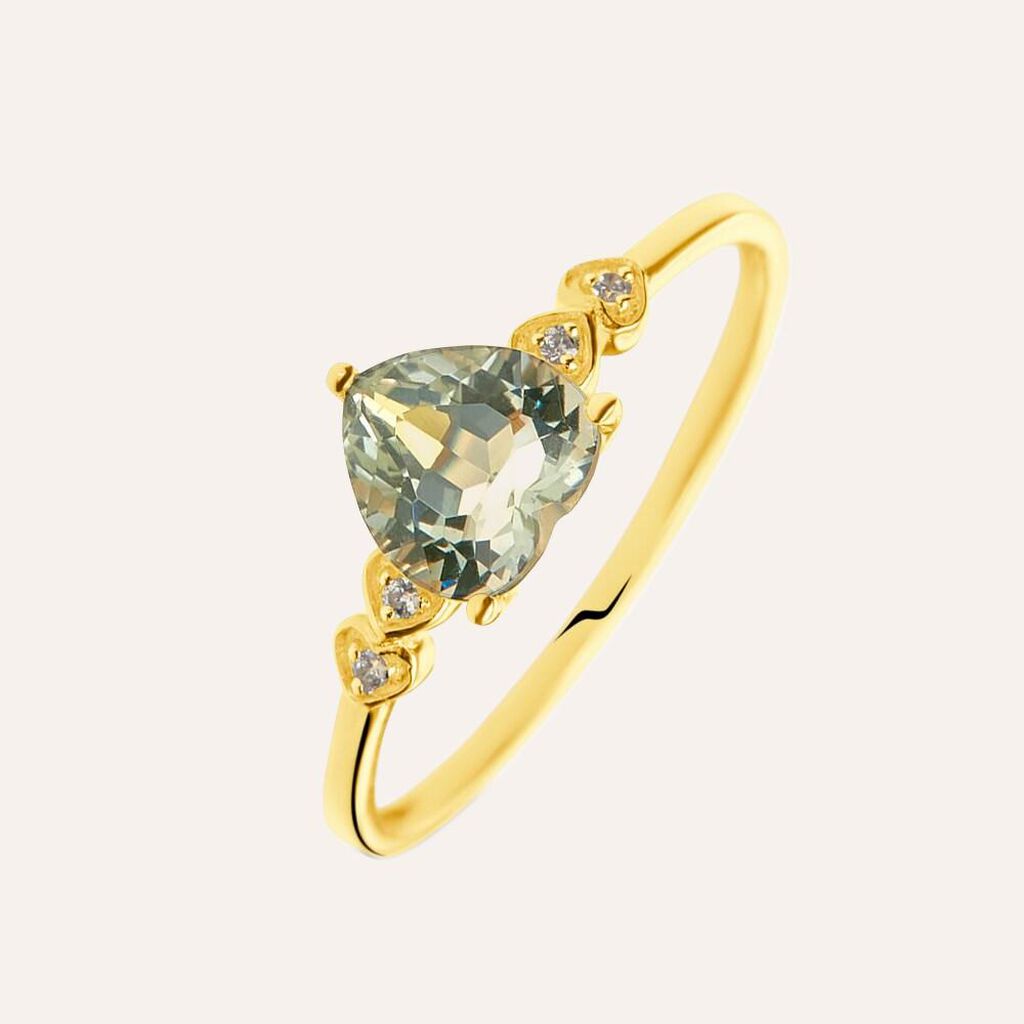 Anello Solitario Amélie Oro Giallo Ametista Cubic Zirconia