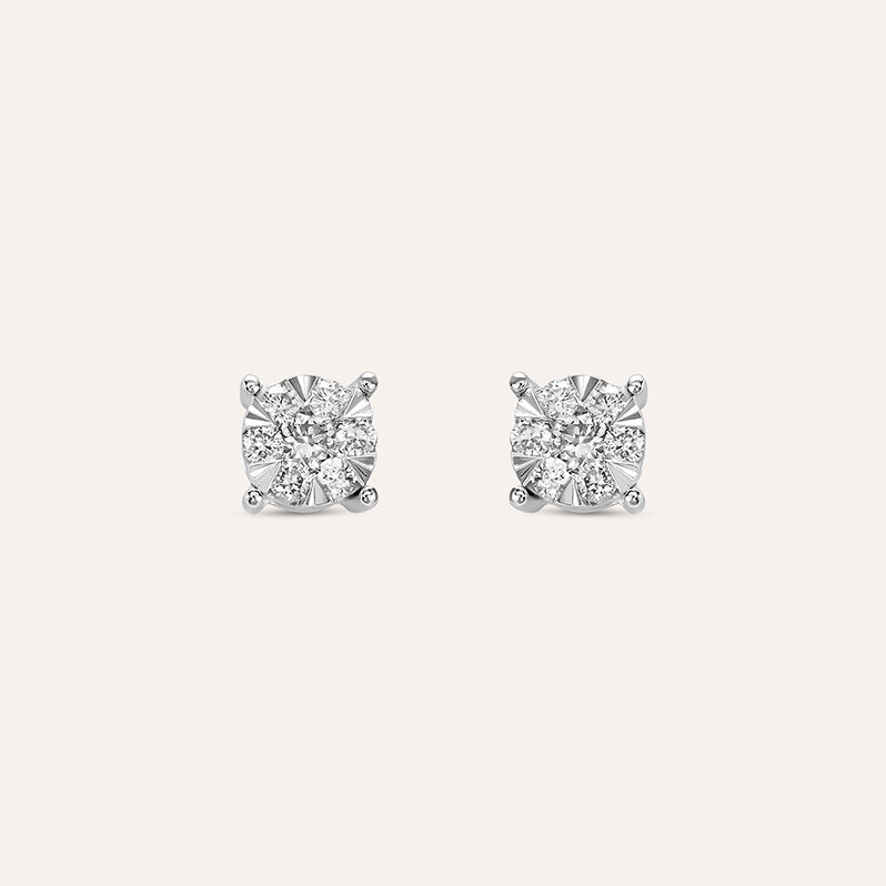 Orecchini Lobo Punto Luce Petali Oro Bianco Diamante - Orecchini a Lobo Donna | Stroili