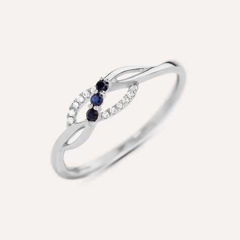 Anello Fantasia Charlotte Oro Bianco Zaffiro Diamante - Anelli con Pietre Donna | Stroili