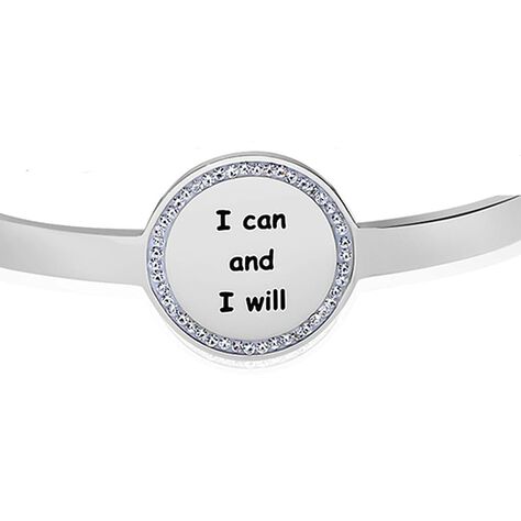 Bangle I can and I will in acciaio e strass - Bracciali Donna | Stroili