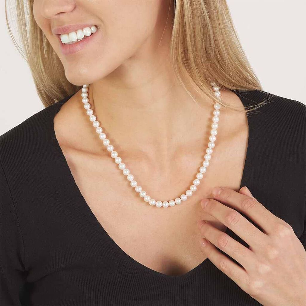 Collana Gold Pearls Oro Bianco Perla D'Acqua Dolce Diamante - Collane Donna | Stroili