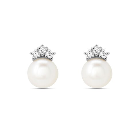 Orecchini Lobo Gabrielle Precious Oro Bianco Perla D'Acqua Dolce Diamante - Orecchini a Lobo Donna | Stroili