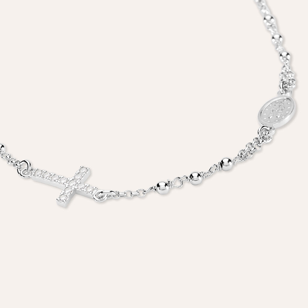 Bracciale Rosario Silver Collection Argento Rodiato Cubic Zirconia
