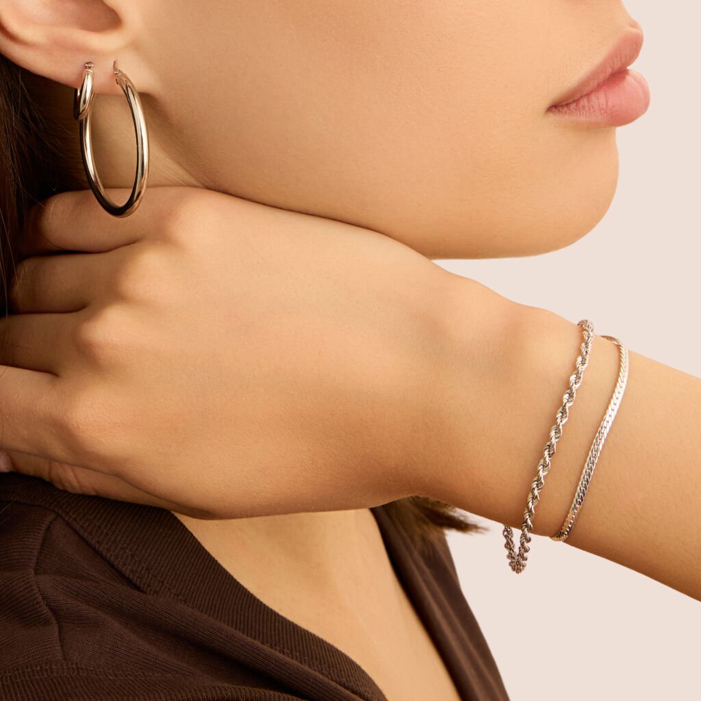 Orecchini A Cerchio Toujours Oro Bianco - Orecchini a Cerchio Donna | Stroili