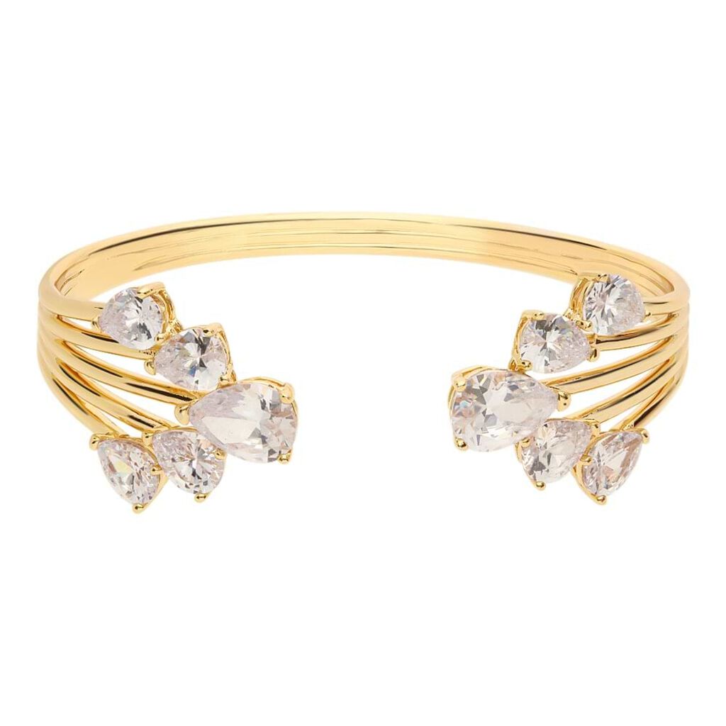 Bracciale rigido in ottone dorato con zirconi - Bracciali Donna | Stroili