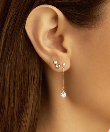 Orecchini Lobo Doppio Punto Luce Claire Oro Giallo Cubic Zirconia