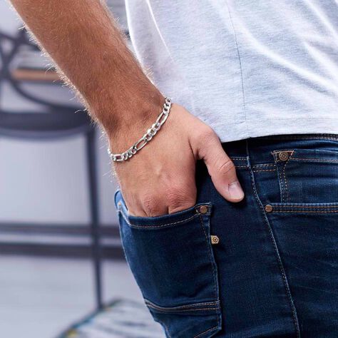 Bracciale Catena Gentleman Argento Rodiato - Bracciali Uomo | Stroili
