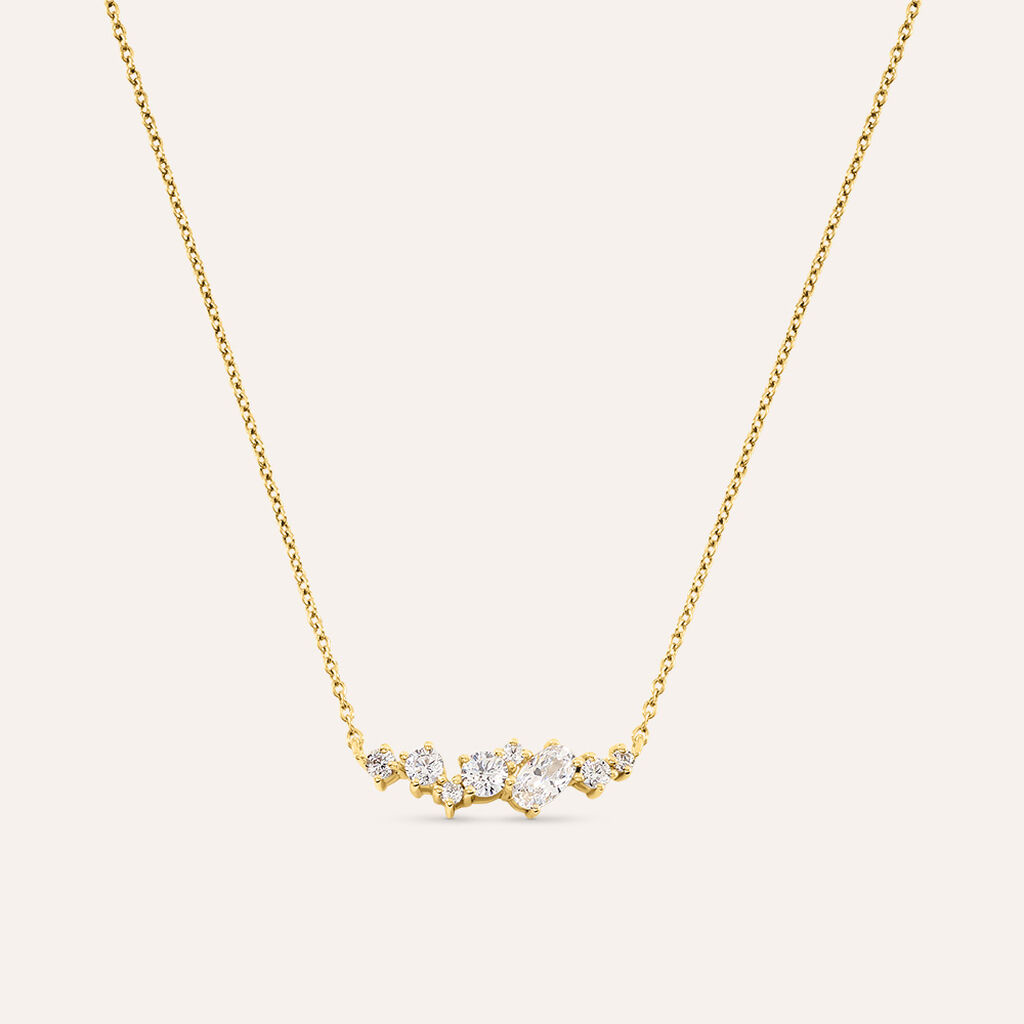 Collana Silver Glow Argento Dorato Cubic Zirconia
