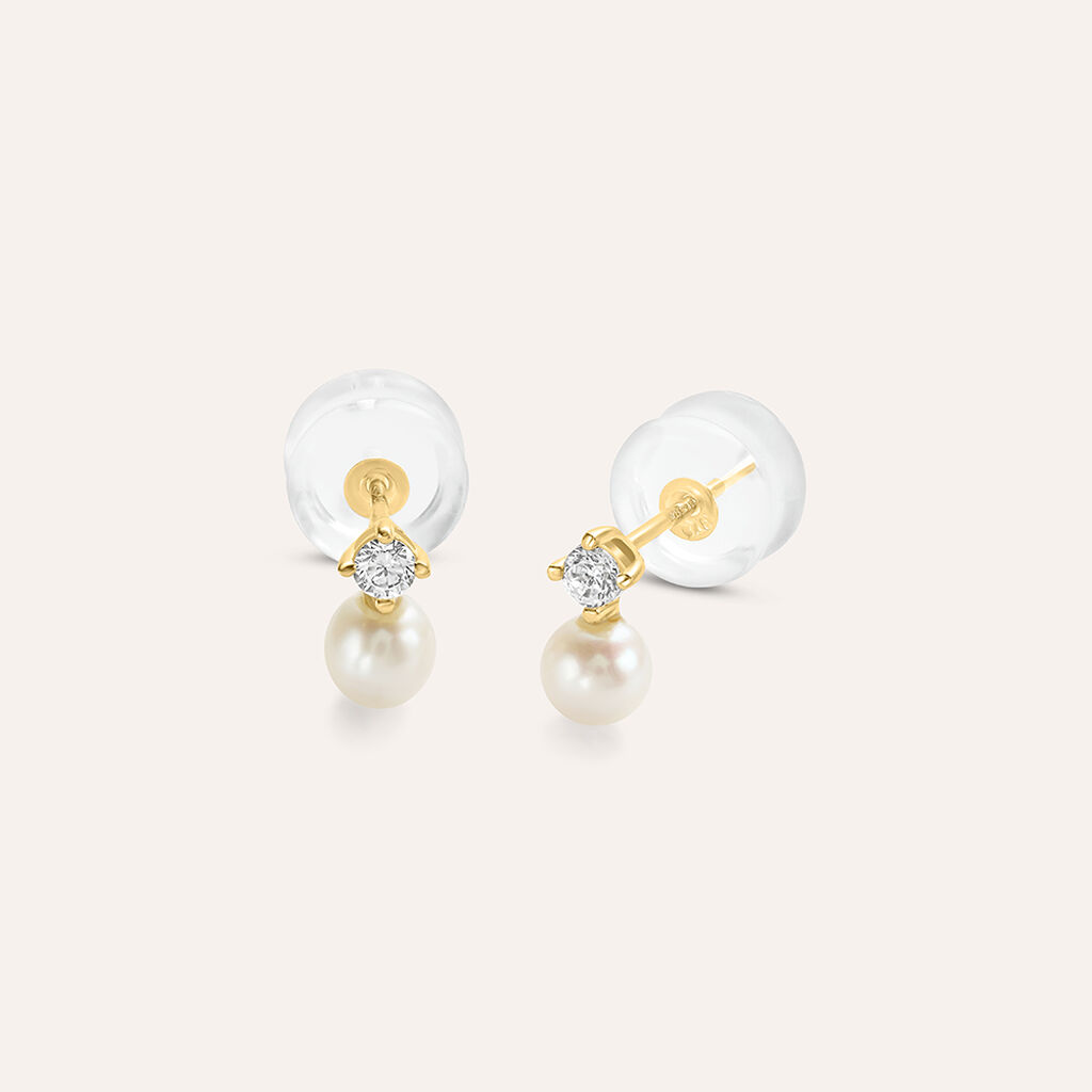 Orecchini Lobo Bon Ton Oro Giallo Perla D'Acqua Dolce Cubic Zirconia - Orecchini a Lobo Donna | Stroili