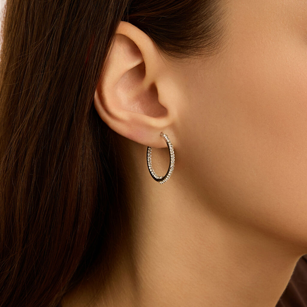 Orecchini A Cerchio Toujours Oro Bianco Cristallo