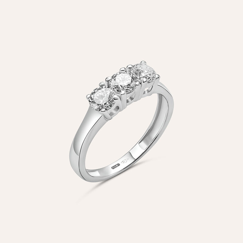 Anello Trilogy Diamade Oro Bianco Diamante Lab-Grown - Anelli con Pietre Donna | Stroili