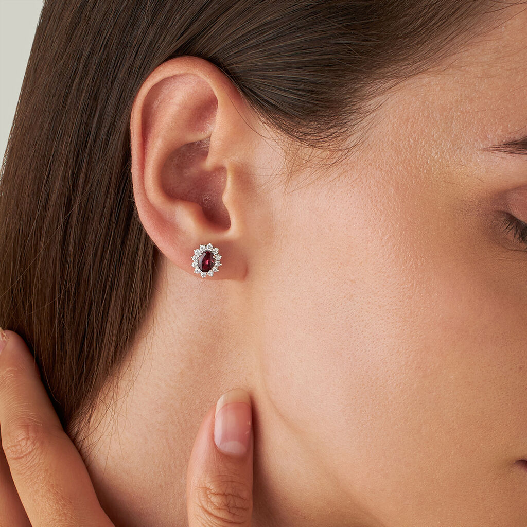 Orecchini Lobo Jasmine Oro Bianco Rodolite Diamante - Orecchini a Lobo Donna | Stroili