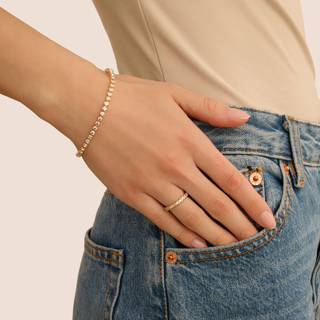 Anello Eternity Romantic Shine Metallo Dorato Cristallo