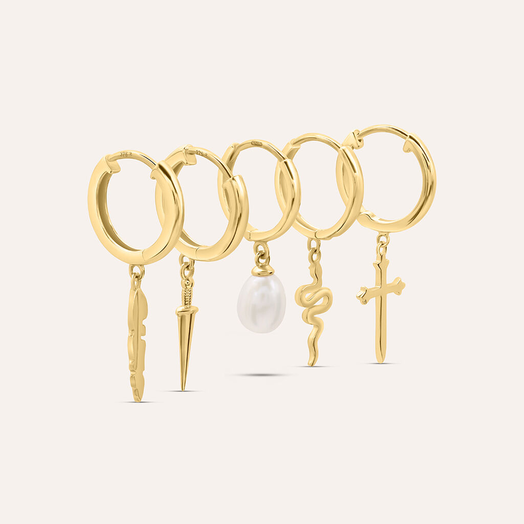 Mono Orecchino A Cerchio L'homme Or Oro Giallo Perla D'Acqua Dolce