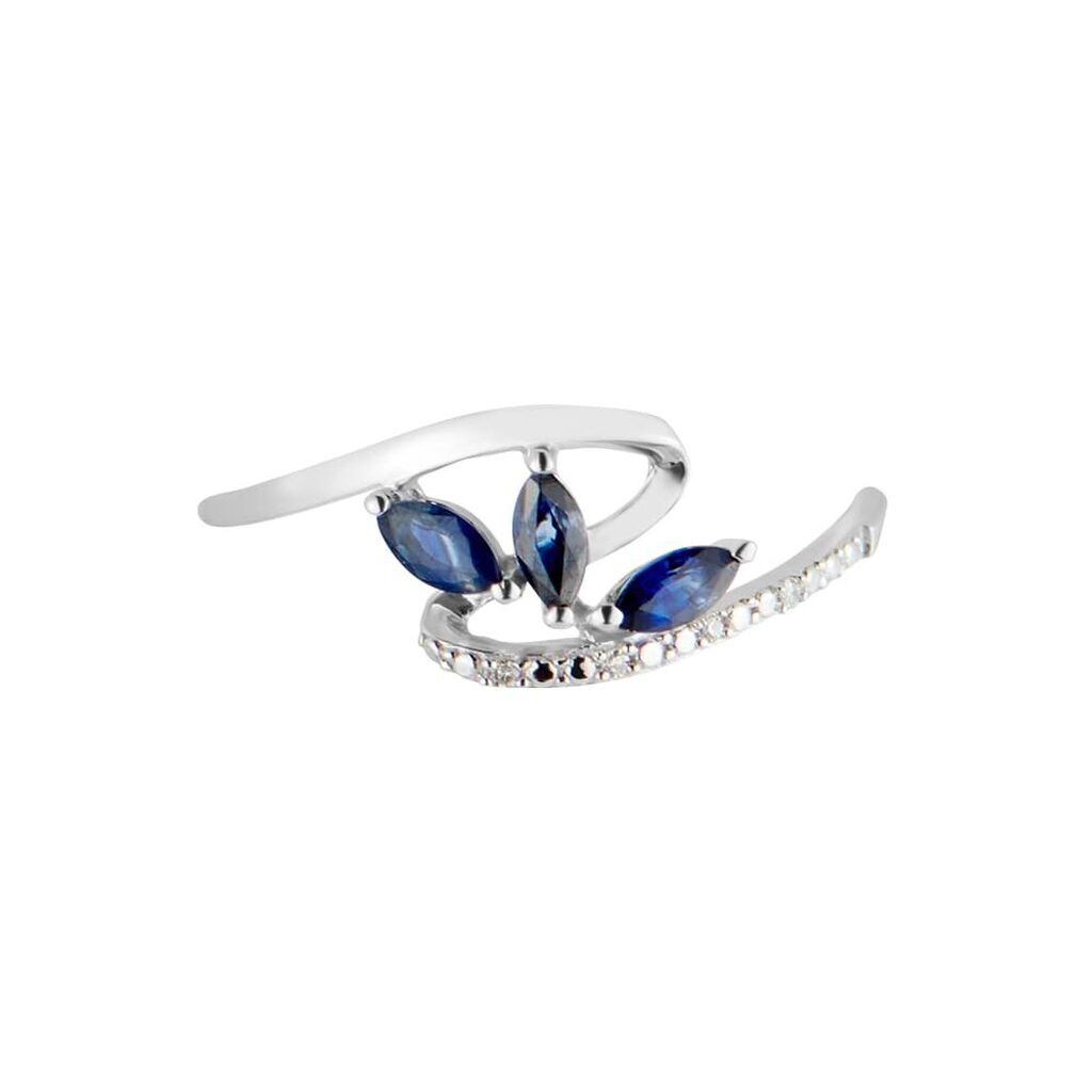 Anello Fantasia Charlotte Oro Bianco Zaffiro Diamante - Anelli con Pietre Donna | Stroili