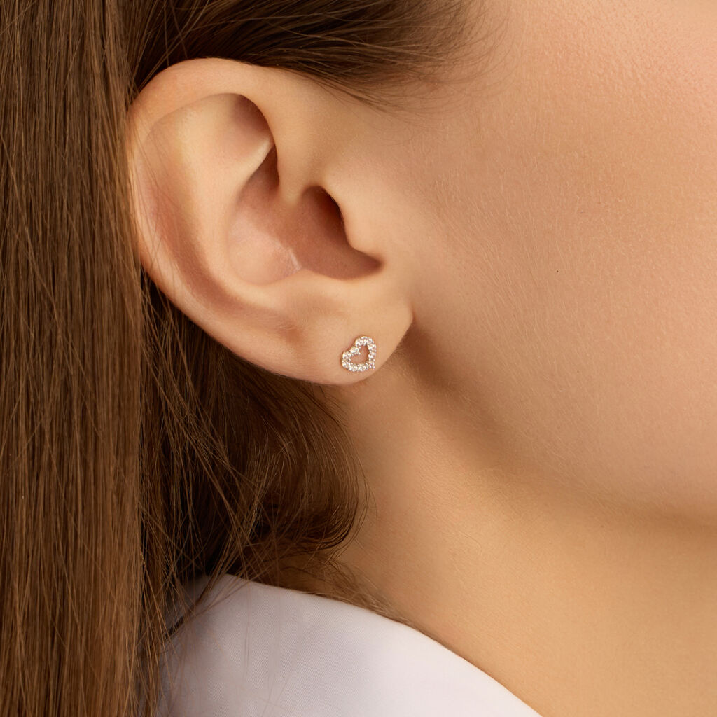 Orecchini Lobo Bon Ton Oro Bianco Cubic Zirconia