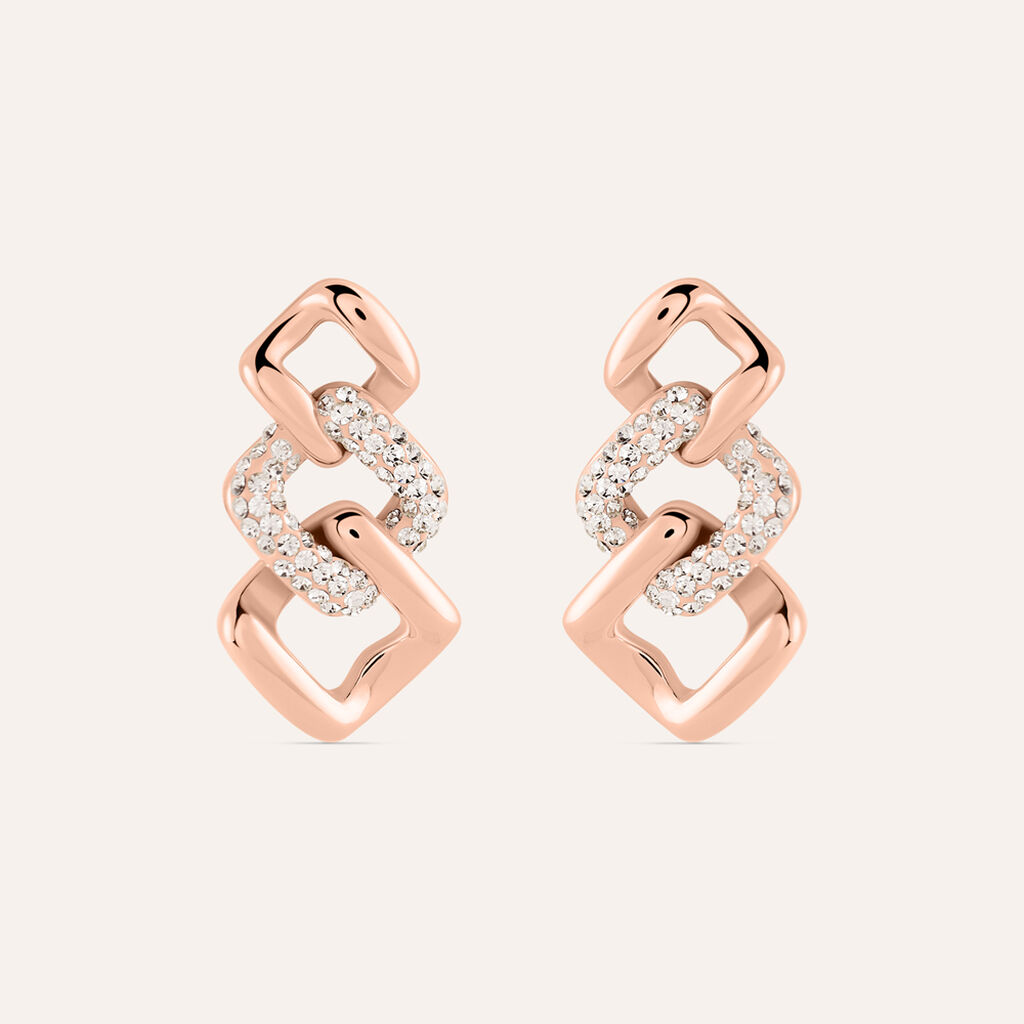 Orecchini Pendenti Aura Acciaio Rosa Cristallo