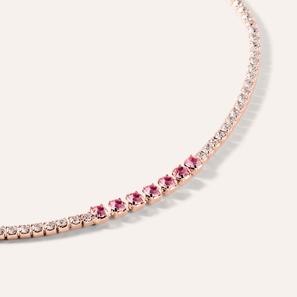 Bracciale Tennis Romantic Shine Metallo Rosa Cristallo - Bracciali Tennis Donna | Stroili